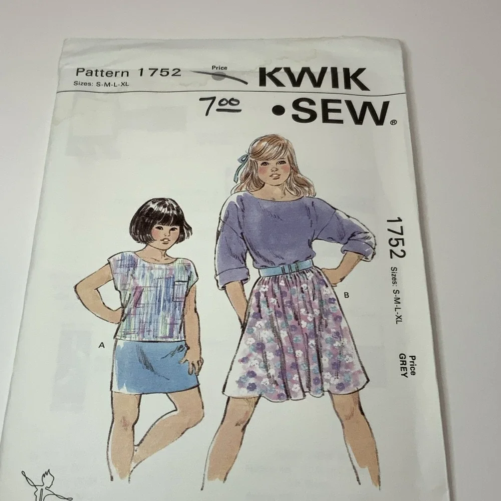 KWIK SEW Sewing Pattern 1752‎ Girls' Tops & Skirt Sz S M L Xl Uncut Vintage